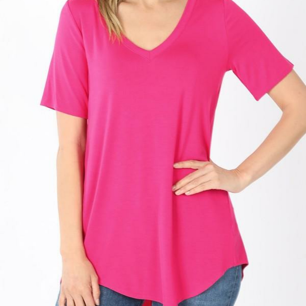 Hot pink basic tee